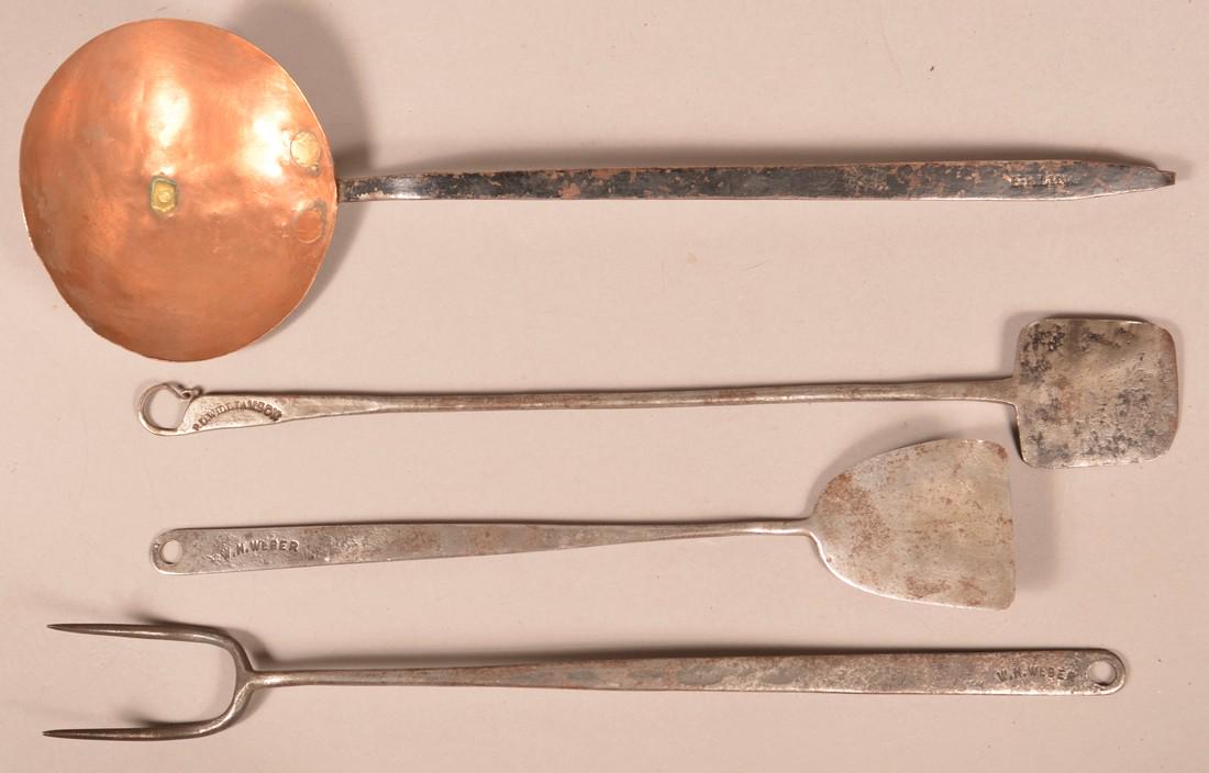 Four Antique Signed Wrought Iron Utensils. (1 of 2)