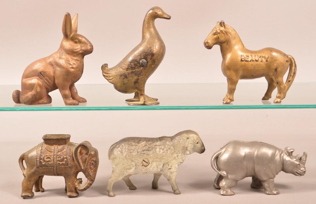 Six Cast Iron Animal Figure Still Banks. (1 of 2)