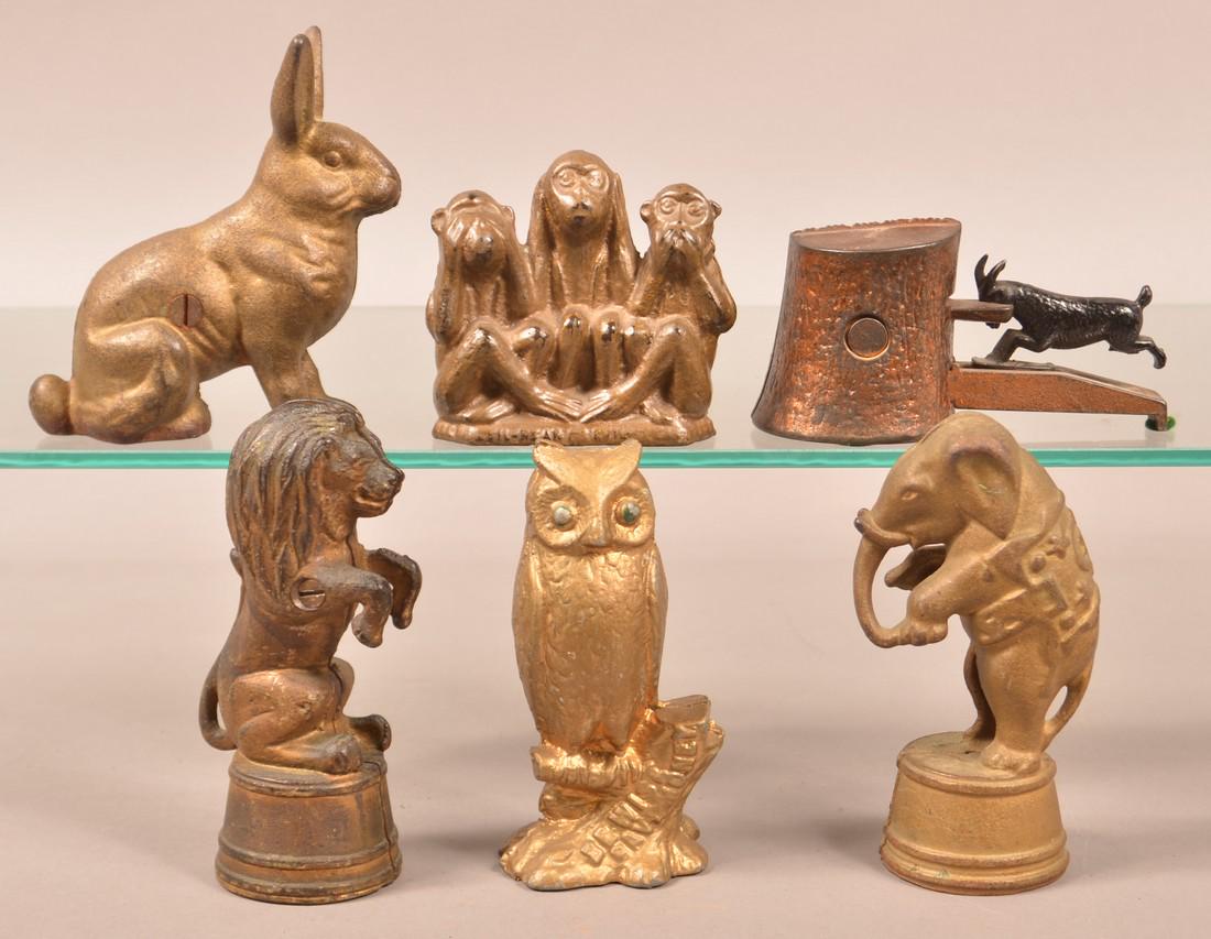 Six Various Cast Iron Animal Figure Still Banks. (1 of 2)