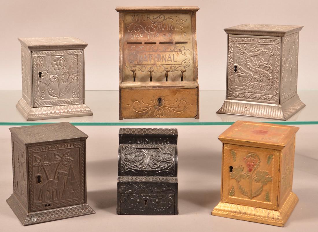 Six Various Cast Metal Still Banks. (1 of 3)
