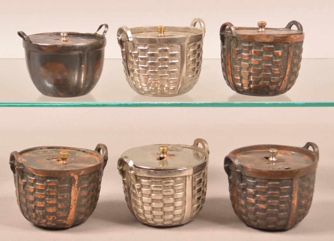 Six Various Vintage Cast Metal Basket Still Banks (1 of 1)