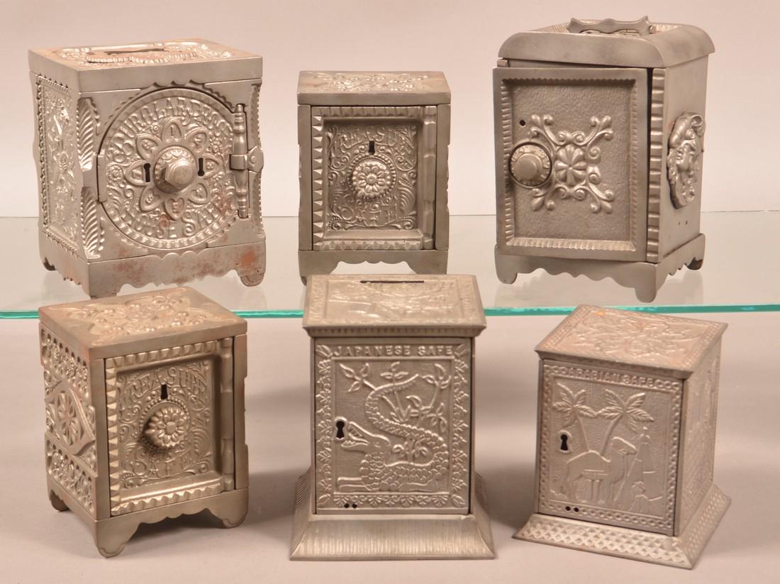 Six Various Cast Iron Safe Still Banks. (1 of 3)