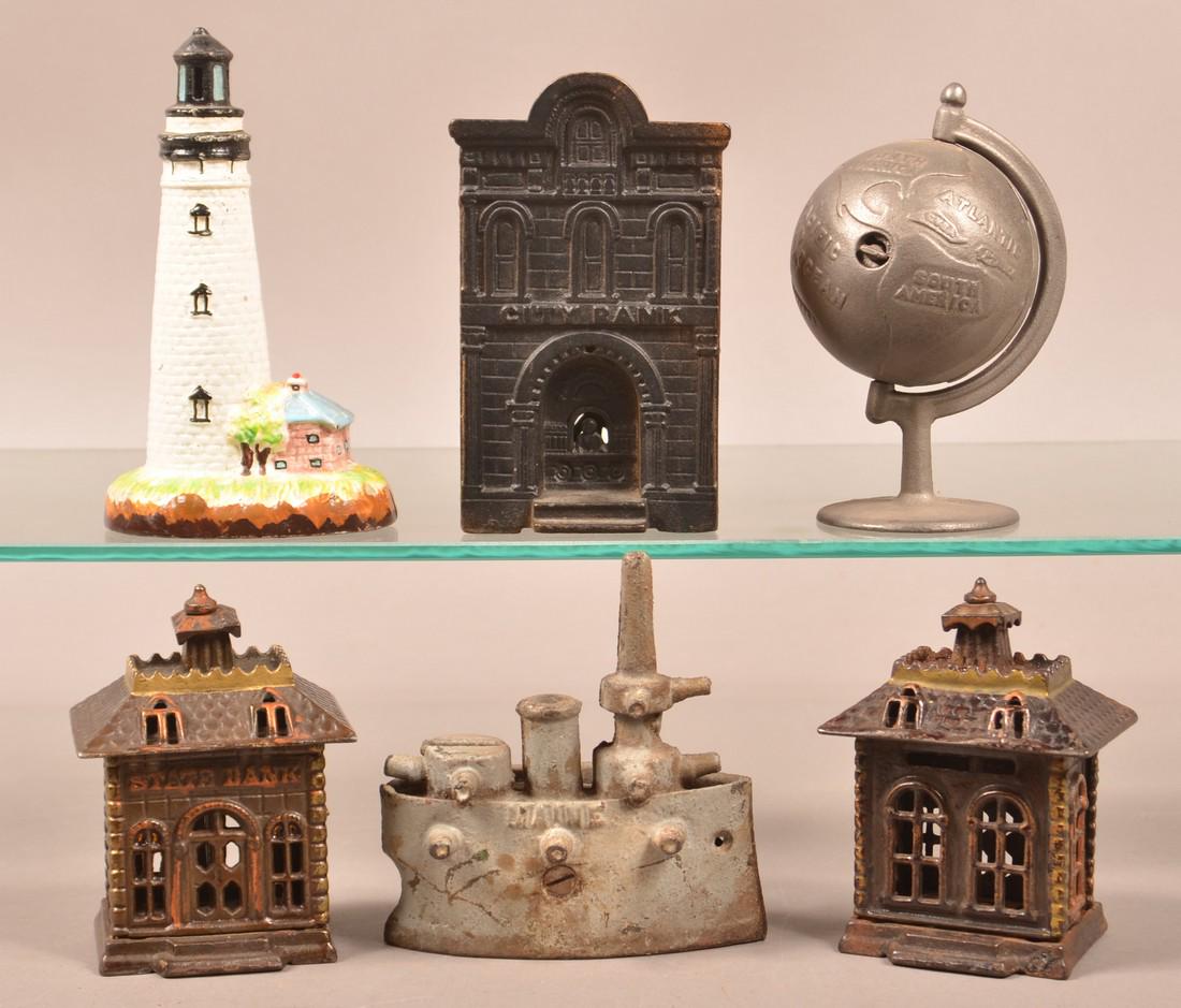 Six Various Cast Iron Still Banks. (1 of 3)