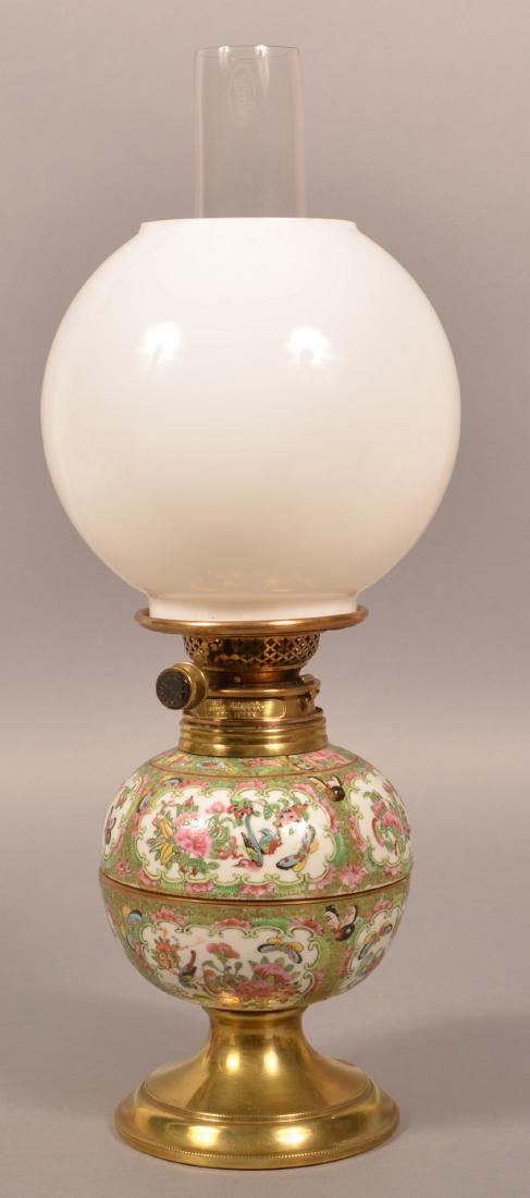 Antique Rose Medallion Oriental Porcelain Lamp. (1 of 7)