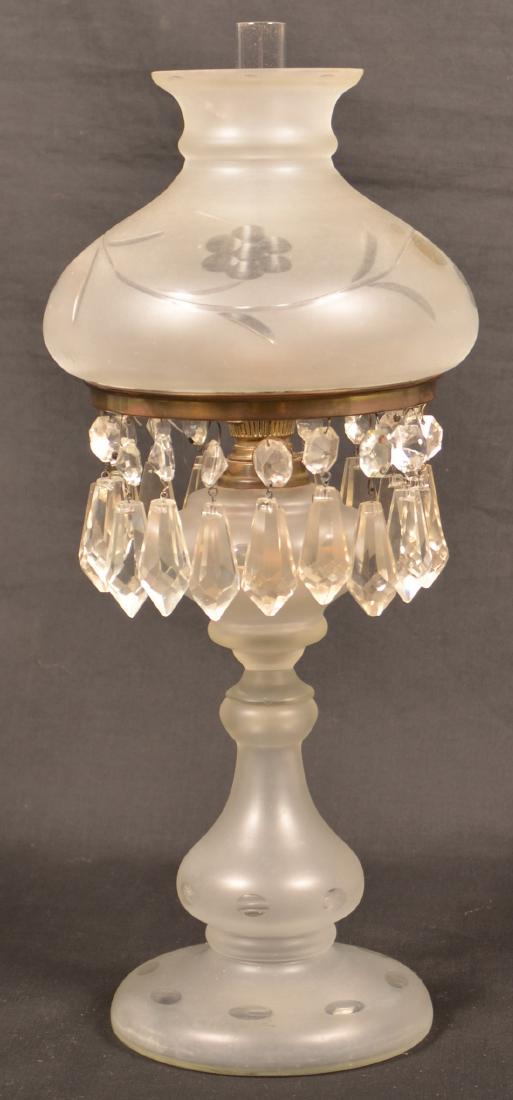Frosted Colorless Glass Boudoir Pedestal Lamp. (1 of 3)