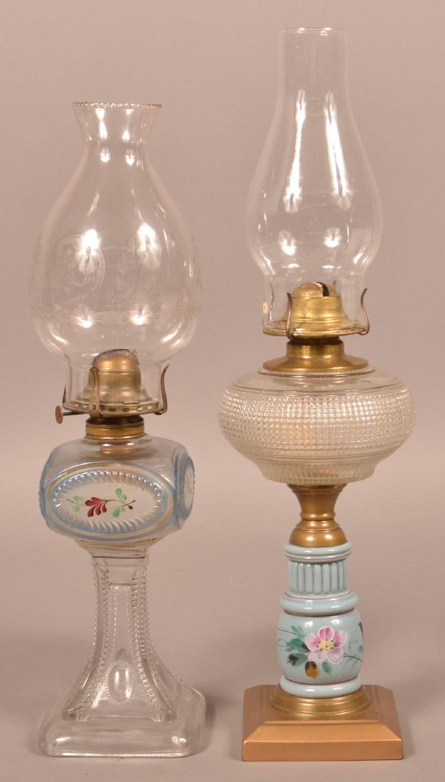 Two Antique Pattern Glass Fluid Lamps. (1 of 2)