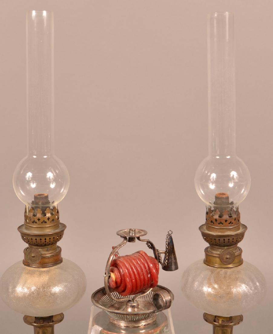 Pair of Antique Peg Lamps and a Taper Lamp. (1 of 4)