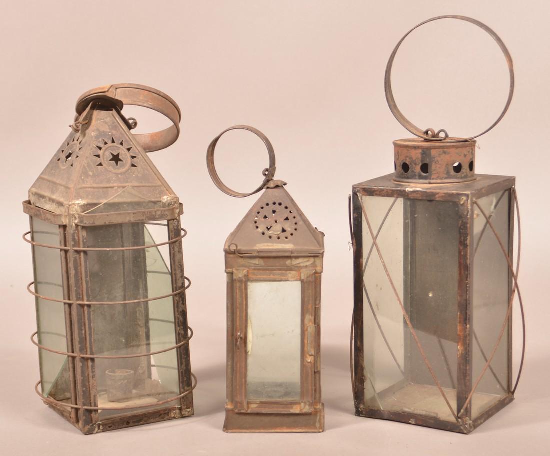 Three 19th Century Tin Candle Lanterns. (1 of 2)