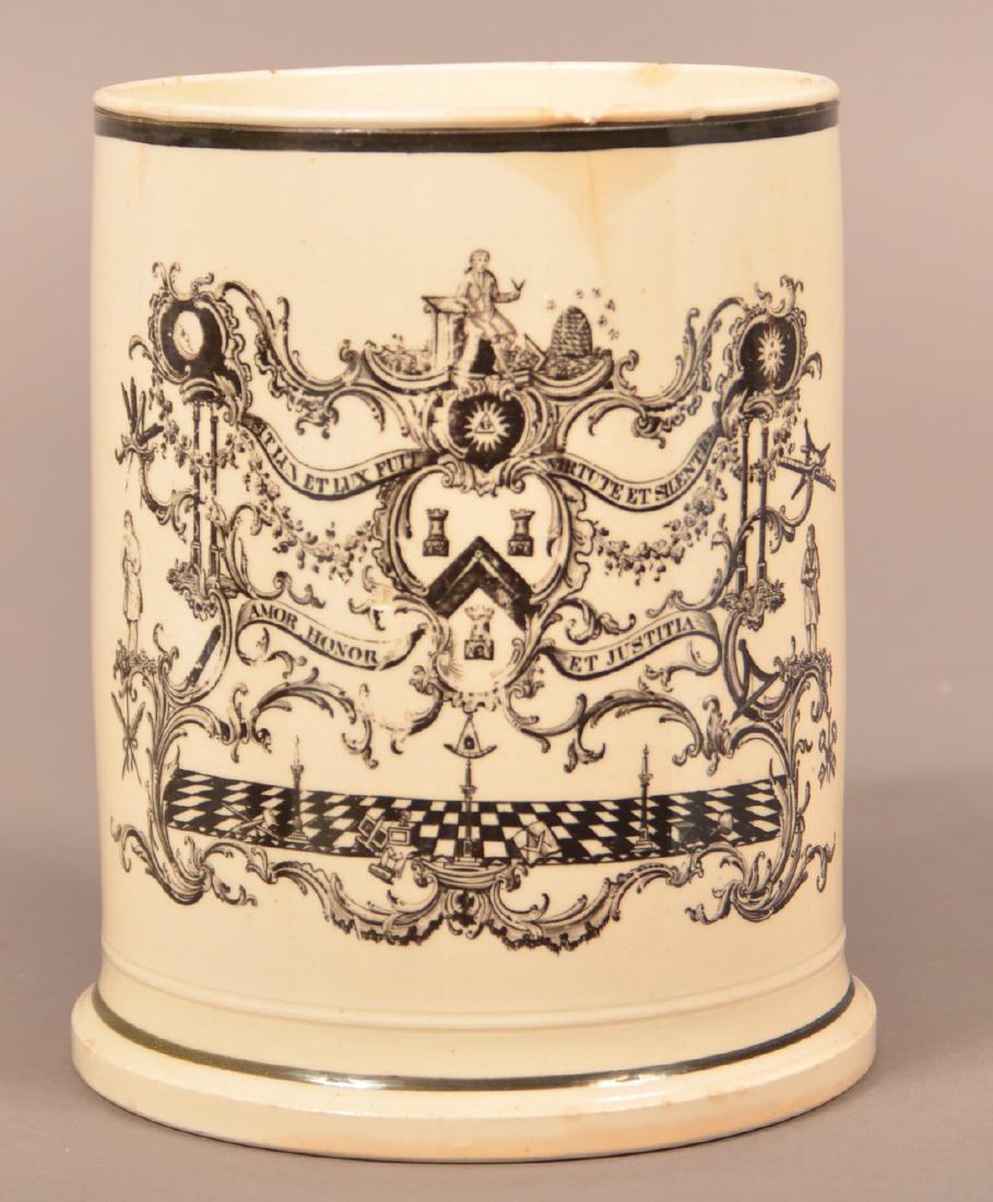 Liverpool Creamware Masonic Transfer Mug. (1 of 4)