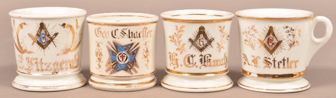 Four Antique China Masonic Shaving Mugs. (1 of 3)