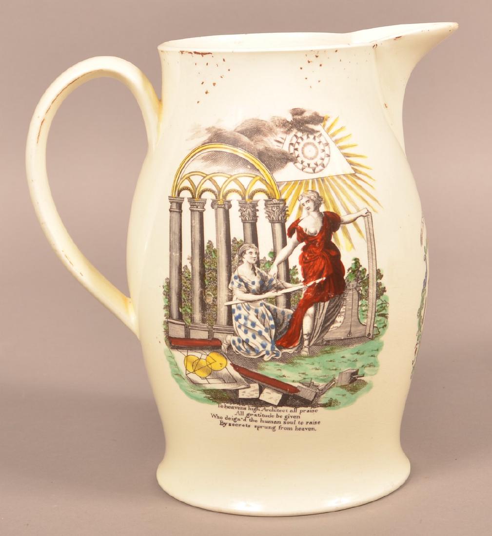Liverpool Creamware Masonic Transfer Jug. (1 of 4)