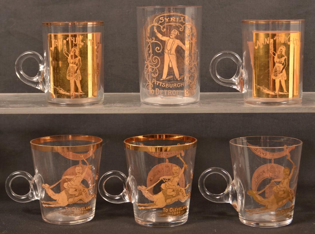 6 Pieces Syria Temple Gilt Decorated Glassware. (1 of 2)