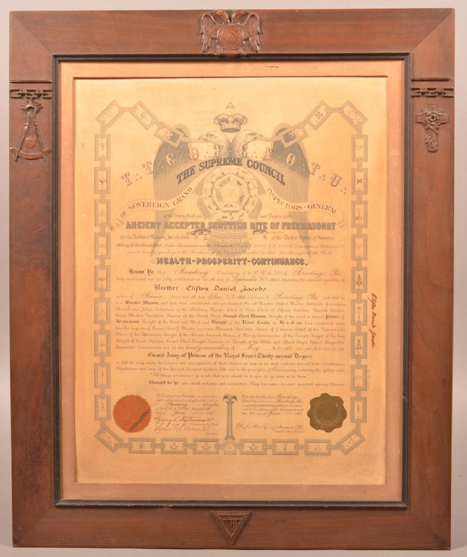 Master Mason 32nd Degree Certificate. (1 of 3)