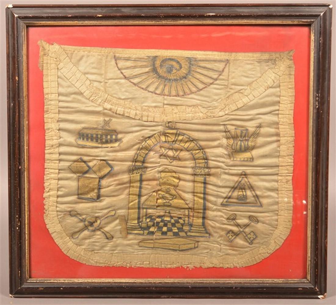 Early 19th Century Masonic Painted Silk Apron. (1 of 5)
