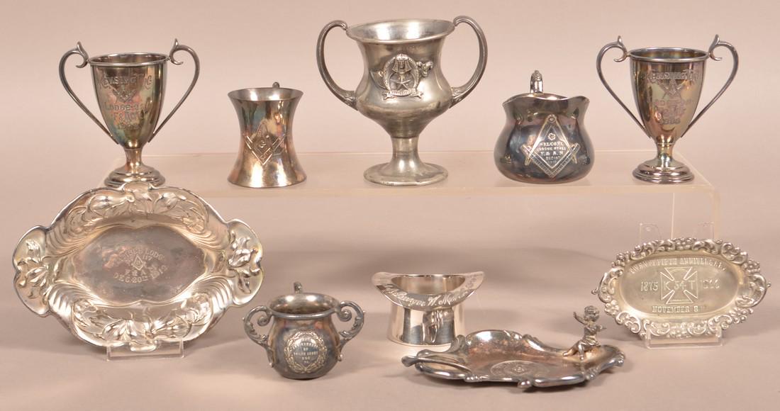 Ten Various Pieces of Masonic Silver-plate Items. (1 of 1)