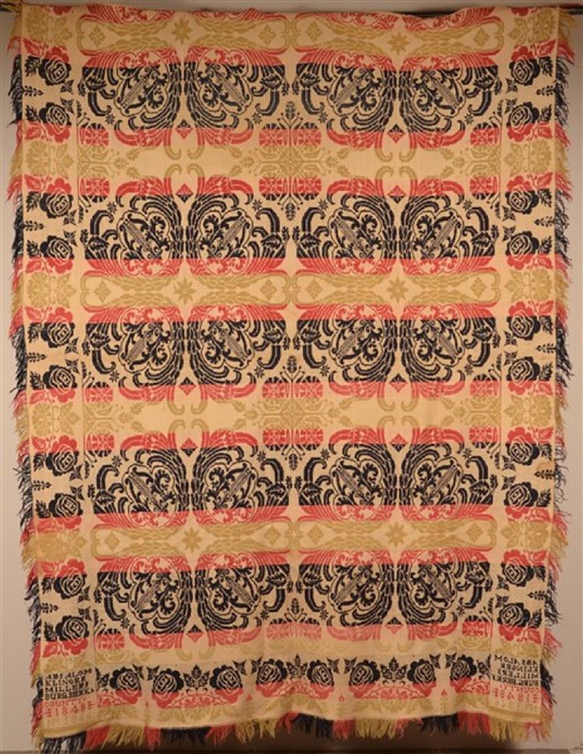 Berks Co., PA 1848 Jacquard Coverlet. (1 of 4)