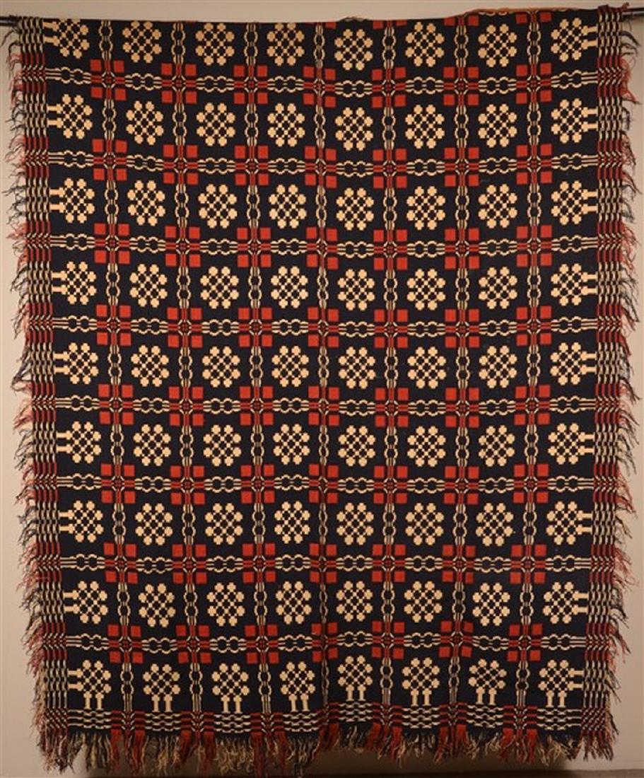 PA Overshot Geometric Pattern Coverlet. (1 of 3)