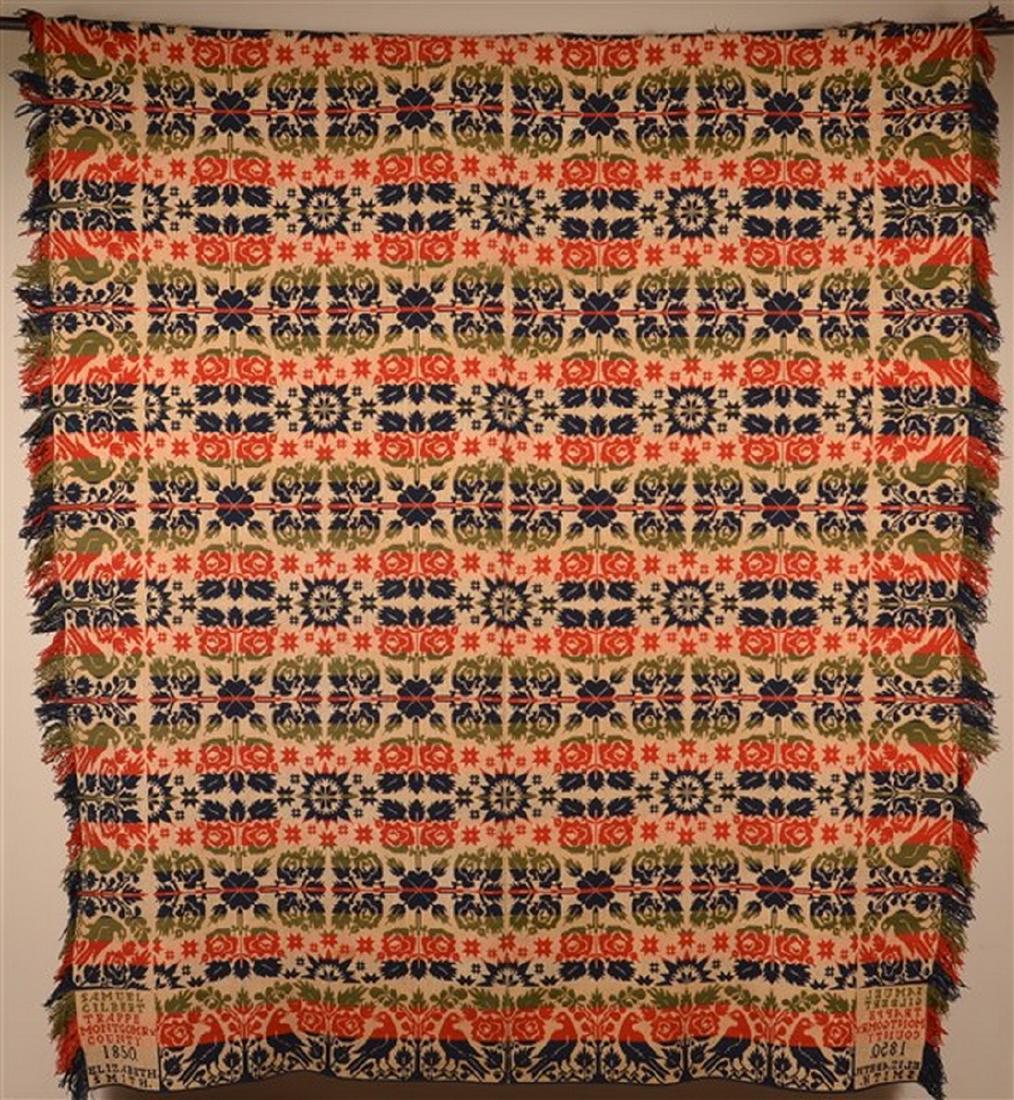 1850 Montgomery County, PA Jacquard Coverlet. (1 of 3)