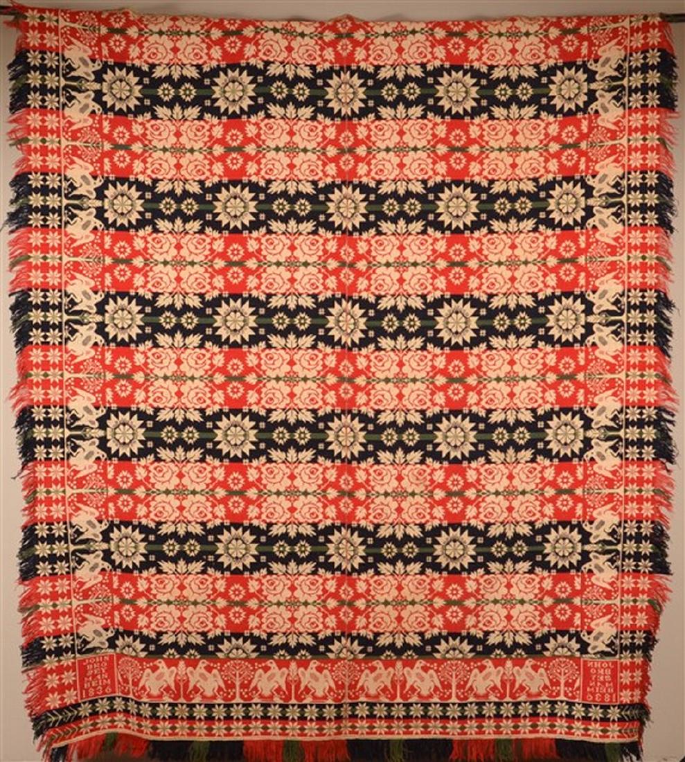 1836 Lancaster County, PA Jacquard Coverlet. (1 of 5)