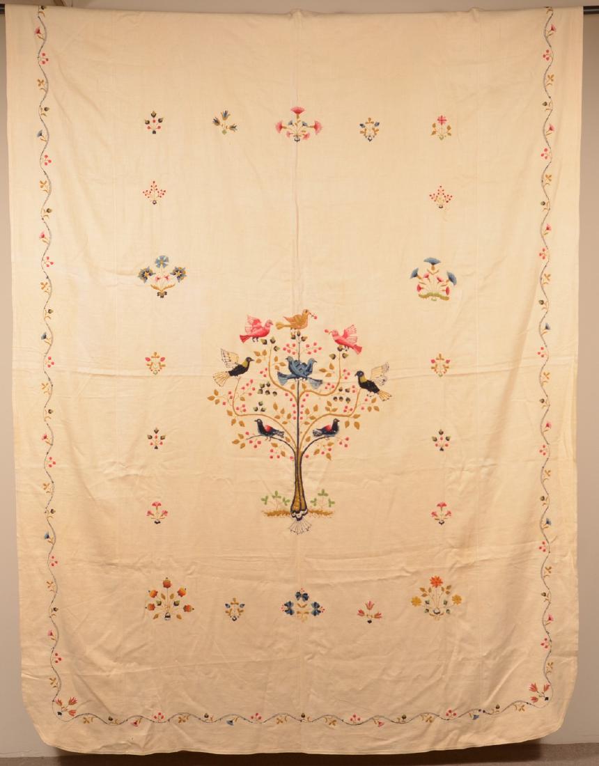 Paragon Bird Tree Floral Needlework Bedspread. (1 of 4)