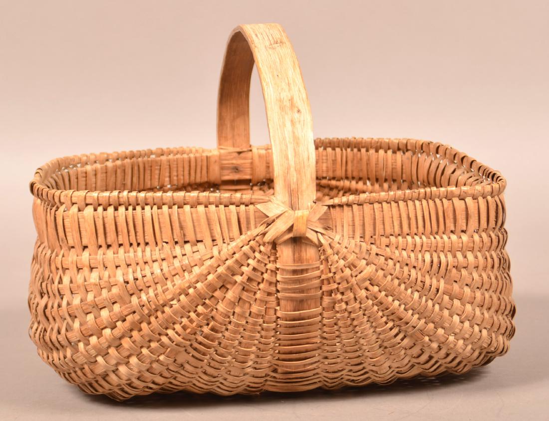 Rectangular Woven Oak Split Market Basket. (1 of 3)