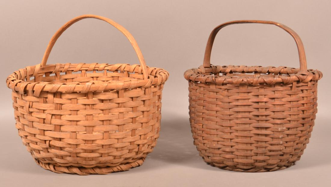2 19th Century Woven Oak Splint Field Baskets. (1 of 3)
