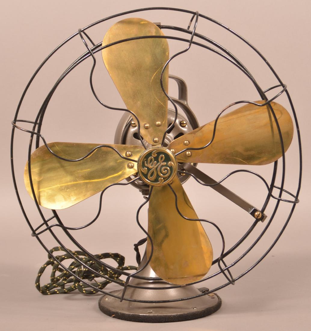 Early 20th Century GE Brass Blade Fan. (1 of 3)
