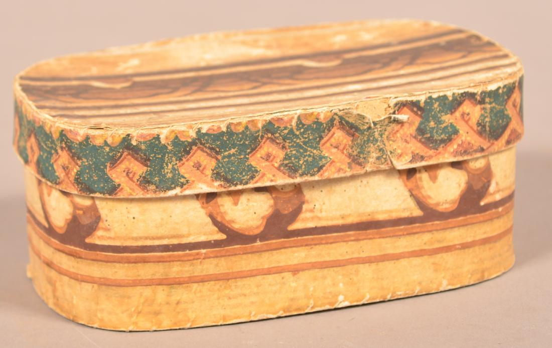 19th Century Oval Wallpaper Covered Box. (1 of 7)