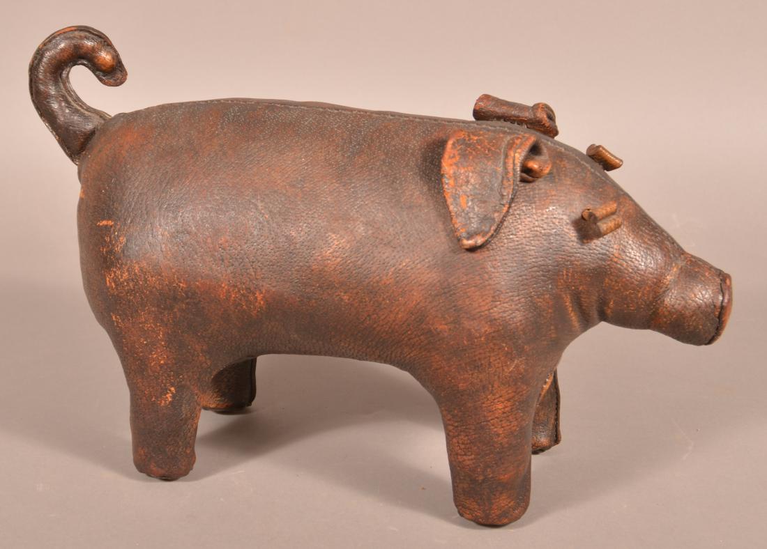 Abercrombie & Fitch Leather Pig Footstool. (1 of 3)