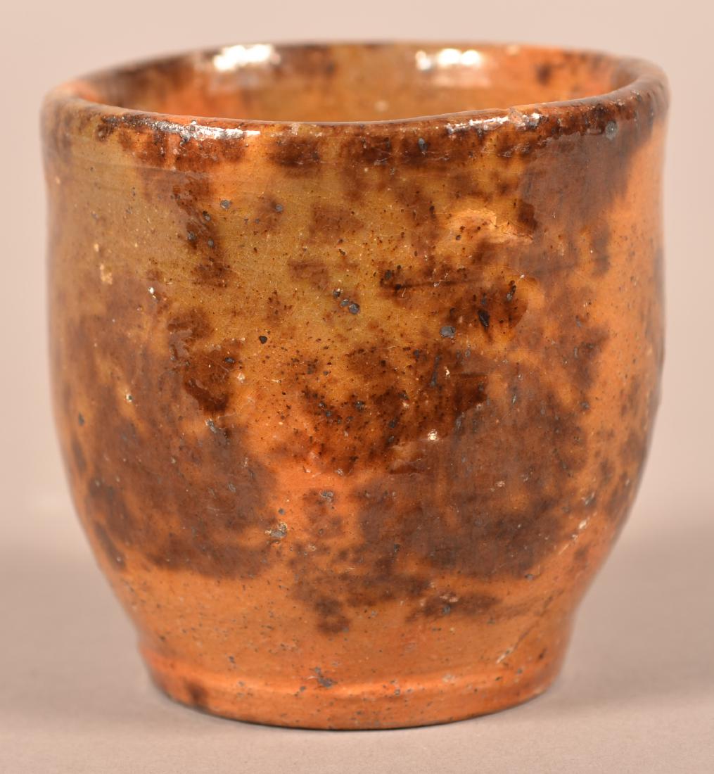 PA 19th Century Mottle Glazed Redware Cup. (1 of 2)