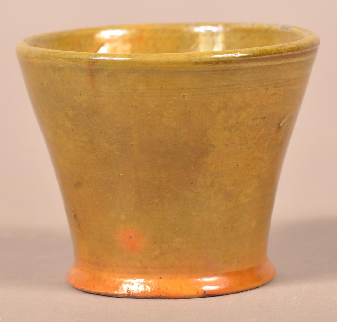 19th Century Green Glazed Redware Cup. (1 of 4)