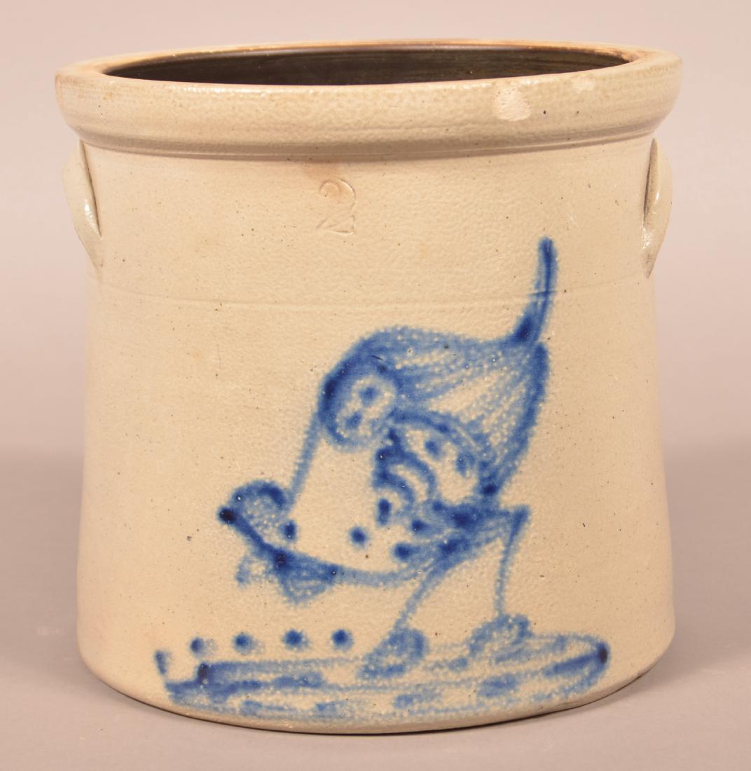 Stoneware Crock with Pecking Chicken Decoration. (1 of 3)