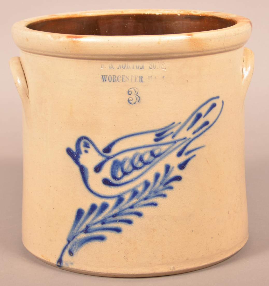 F.B. Norton Sons Three Gallon Stoneware Crock. (1 of 3)