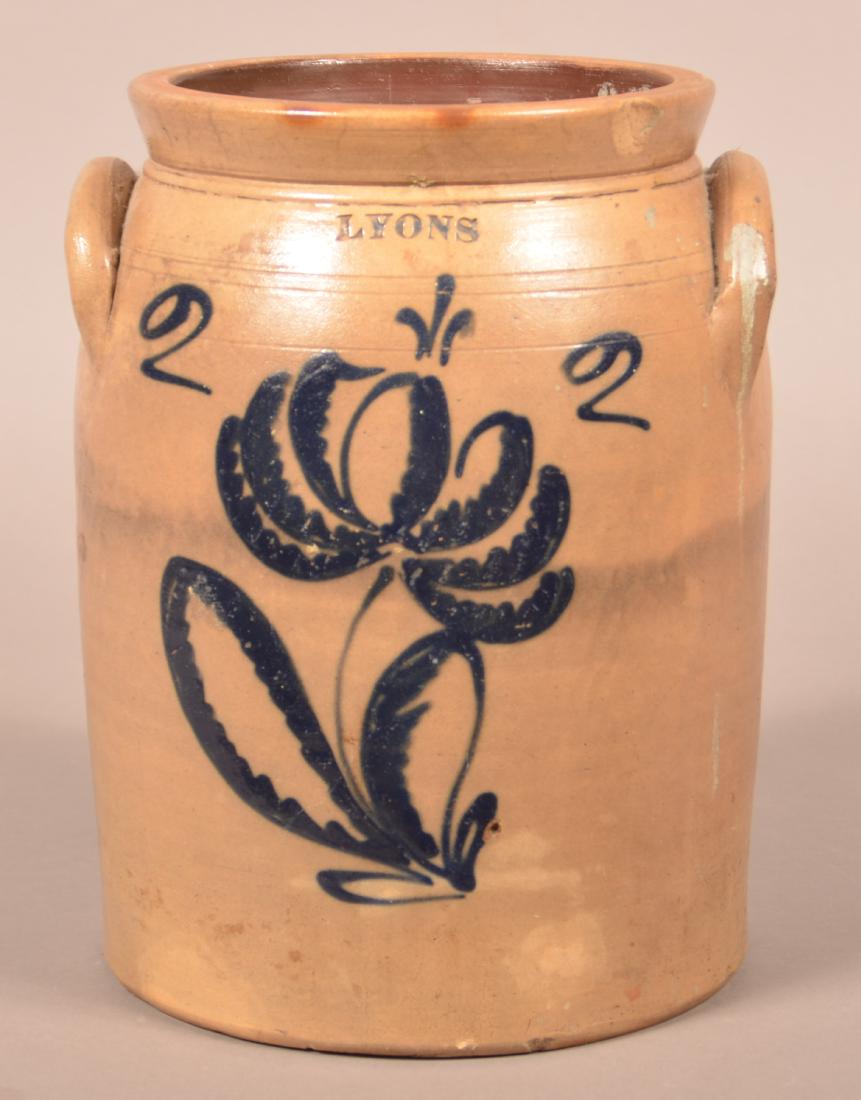 Lyons Two Gallon Floral Decorated Stoneware Jar. (1 of 3)