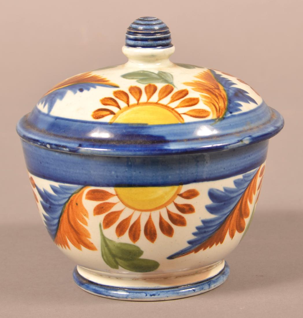 Leeds Soft Paste China Covered Sugar Bowl. (1 of 4)