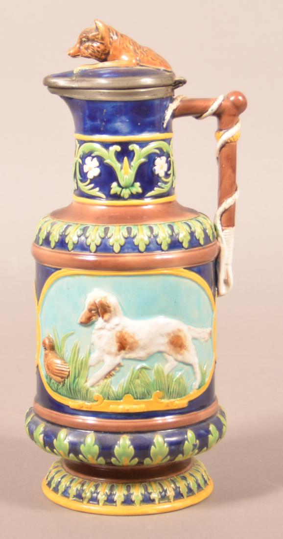 George Jones Majolica Covered Hunt Jug. (1 of 5)