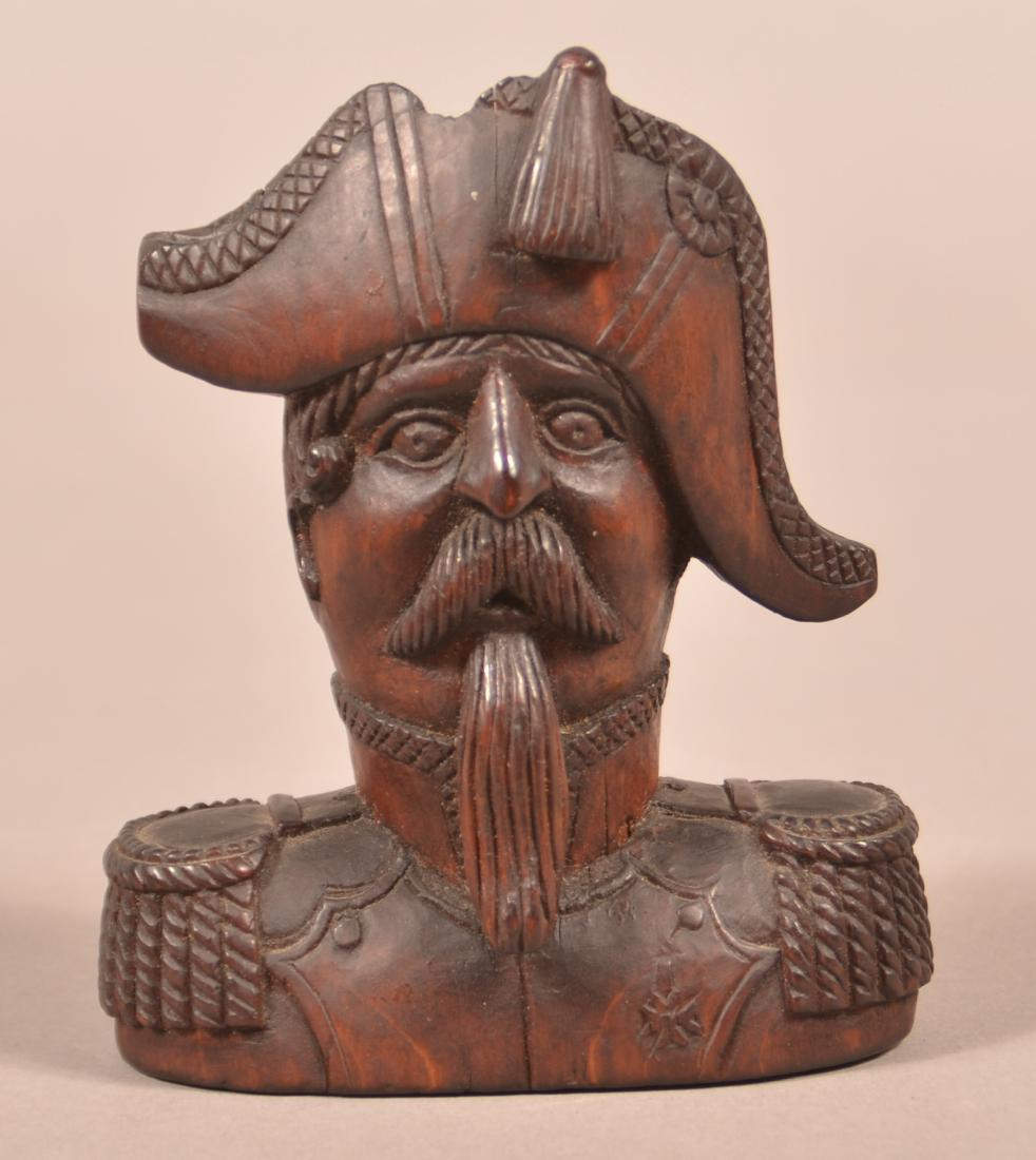 Folk Art Carved Wood Bust of a Naval Admiral. (1 of 4)