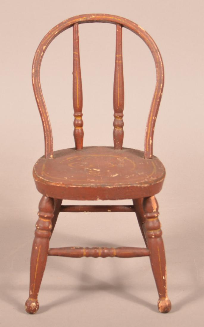 Antique Paint Decorated Miniature Sidechair. (1 of 4)