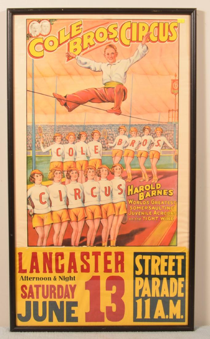 Vintage Cole Bros. Somersaulting Circus Poster. (1 of 2)