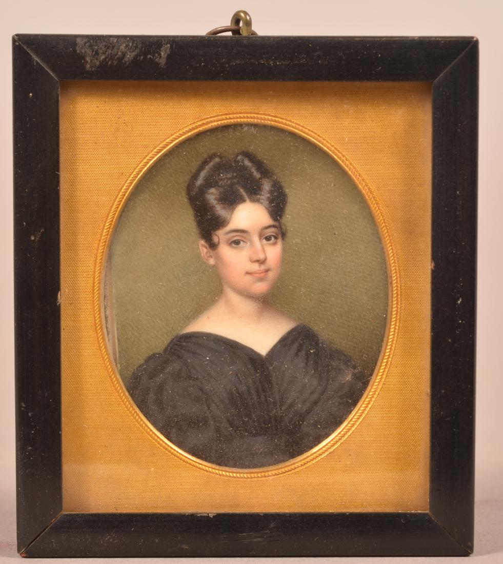 Miniature Portrait Painting of a Young Lady. (1 of 3)