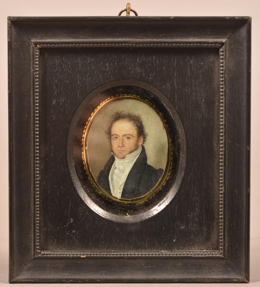 Miniature Oval Portrait Painting of a Gentleman. (1 of 3)