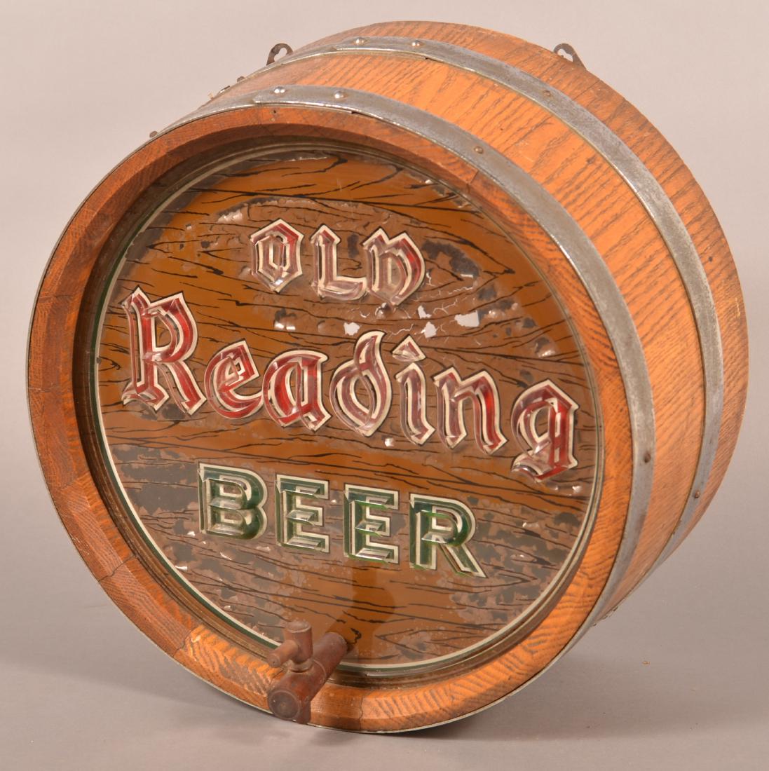 "OLD READING BEER" Advertising Barrel Light. (1 of 5)