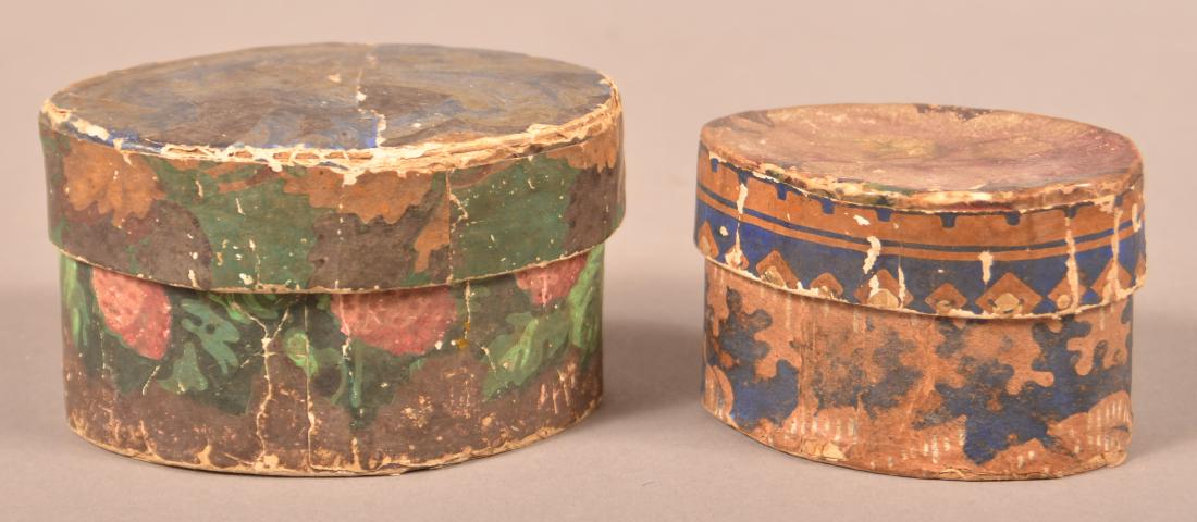 2 19th Century Wallpaper covered Trinket Boxes. (1 of 3)