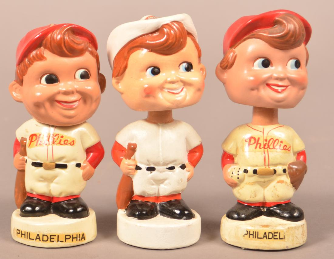 Three Vintage Baseball Bobble Heads.