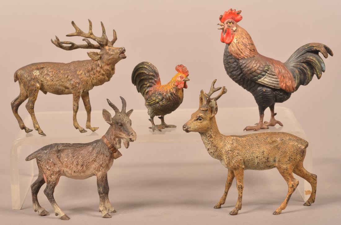 5 Austrian Cold-Painted Bronze Miniature Animals. (1 of 2)