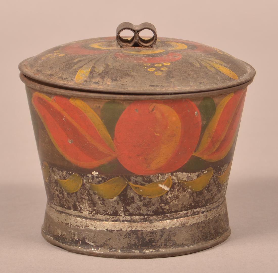 Antique PA Toleware Covered Sugar Bowl. (1 of 3)