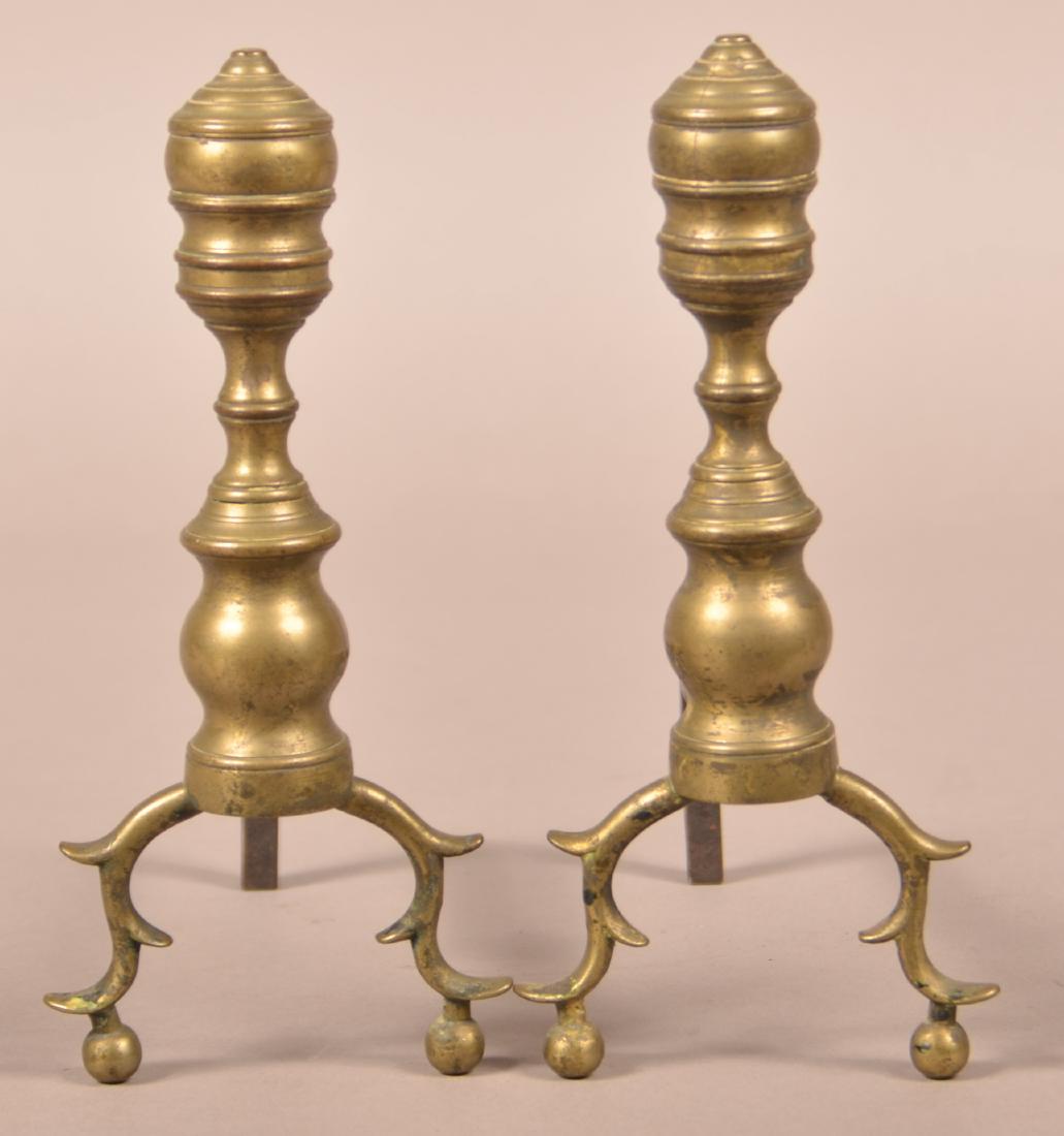 Pair of Federal Miniature Brass Andirons. (1 of 2)