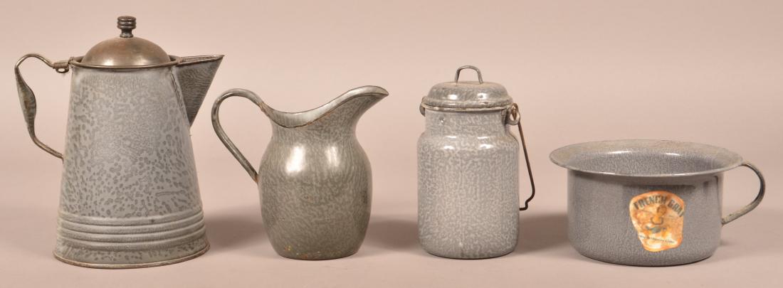 Four Various Pieces of Gray Granite Ware. (1 of 2)