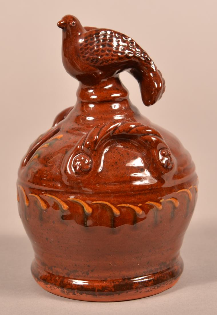 Foltz Redware 2003 Still Bank with Bird Finial. (1 of 3)