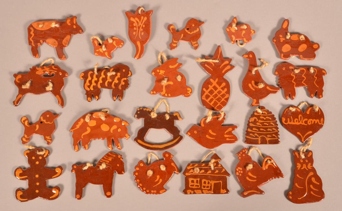 24 Foltz Redware Christmas Tree Ornaments. (1 of 1)